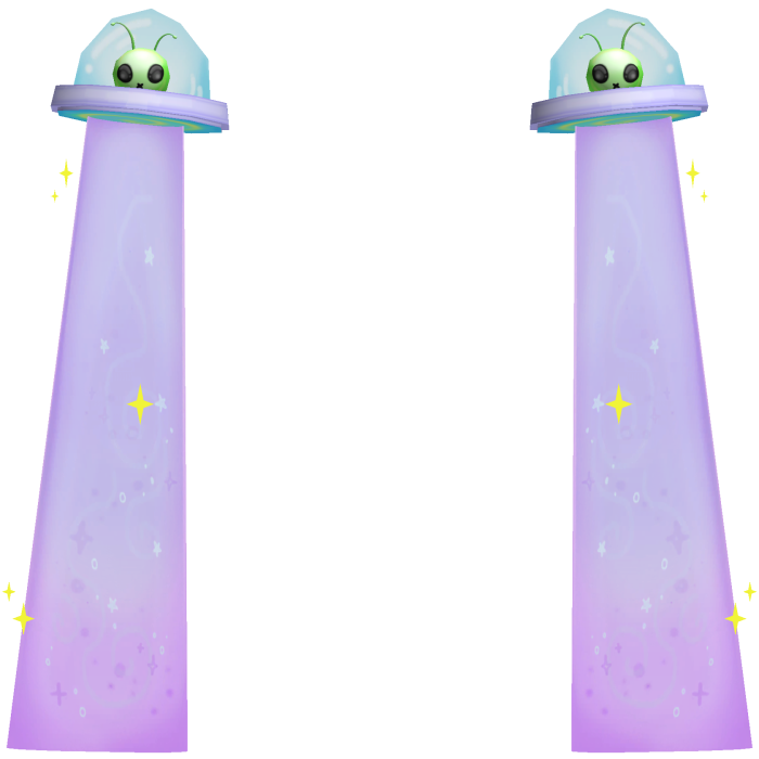 👽 Cute Silly Alien UFOs Behind You in Purple