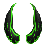 Majestic obsidian horns shimmering green