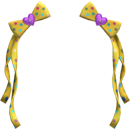 (18) Yellow/Violet Polka Bows w Ribbons Roblox item