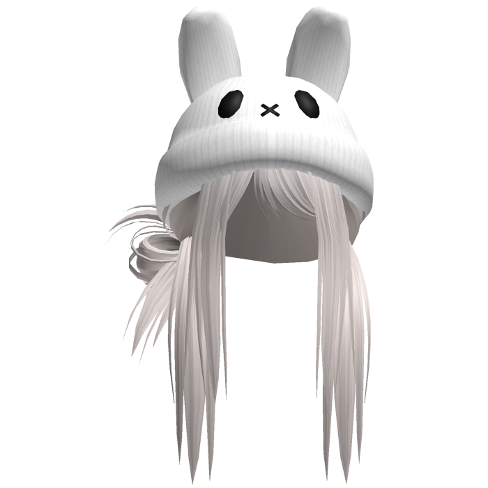 Moe Messy Girl Hair W/ Bunny Hat  Silver V2