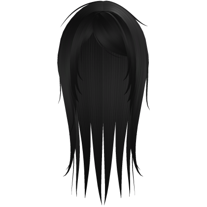 Black Emo Side Swept Messy Long Hair Roblox item