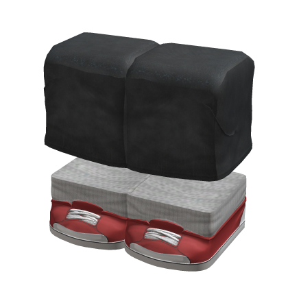 Black Jeans Shorts Red Sneakers Y2K 1.0 Blocky