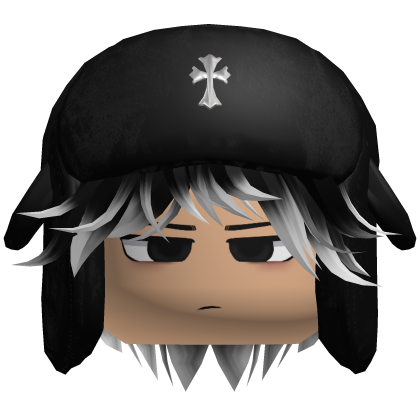 Chill Black/White Hair w Ushanka + Face Roblox item