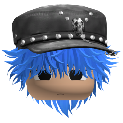 Fluffy Emo Black Beret Y2K Boy Hair (Blue)