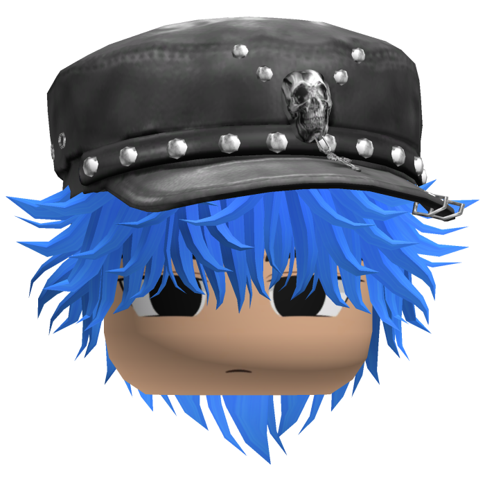Fluffy Emo Black Beret Y2K Boy Hair (Blue)
