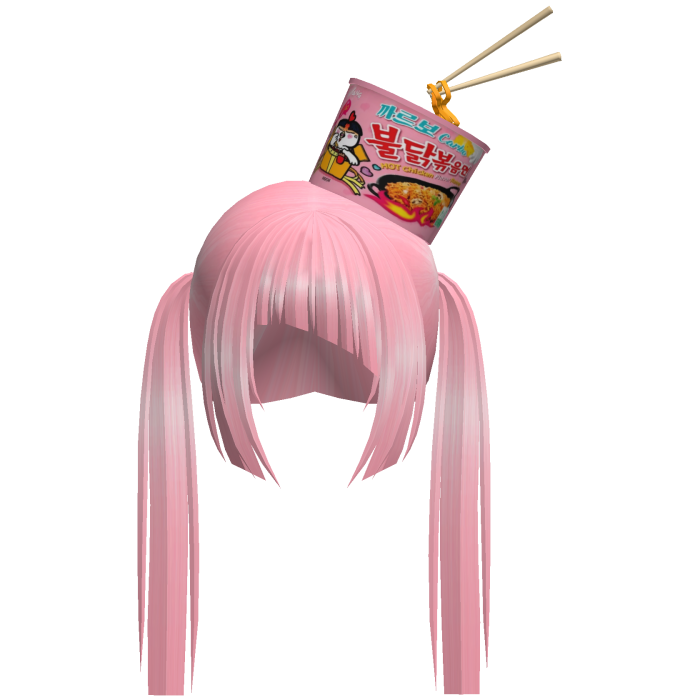Korean Buldak Pink Ramen Pink Pigtails Hair