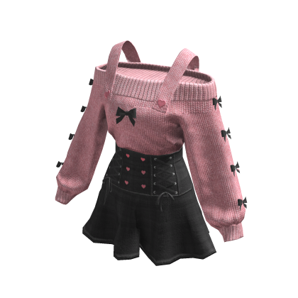 Pink Jirai Kei Corseted Sweater Dress thumbnail