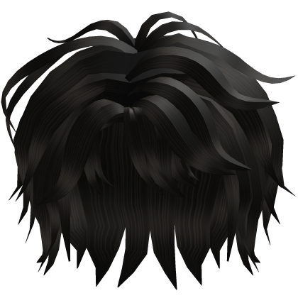 Anime Boy Hair Fluffy Messy Emo - Black Roblox item