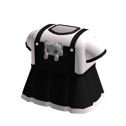 ♡꒰ black denim grey kitty baby doll overall dress thumbnail