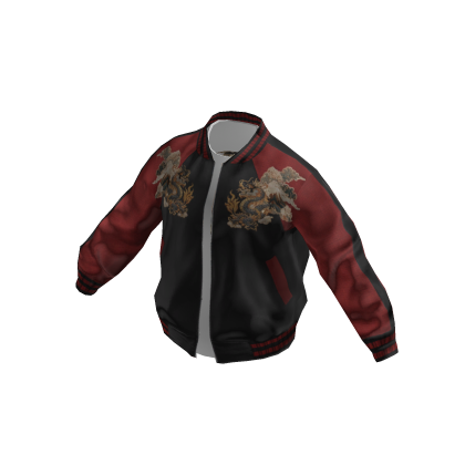 Black Sukajan Jacket w/ Japanese Dragon Embroidery