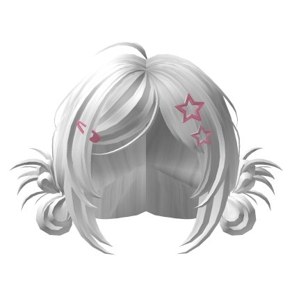 🍀Y2K Spikey Buns w Pink Clips (White) Roblox item