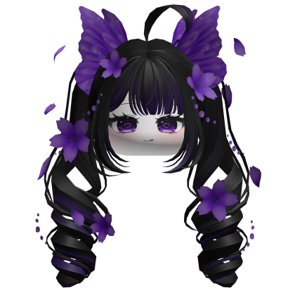 Mystical Sakura Petal Pigtails (Black&Purple)