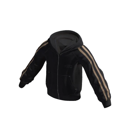 Y2K Striped Track Zip Up Hoodie Retro (Black) | Roblox Item