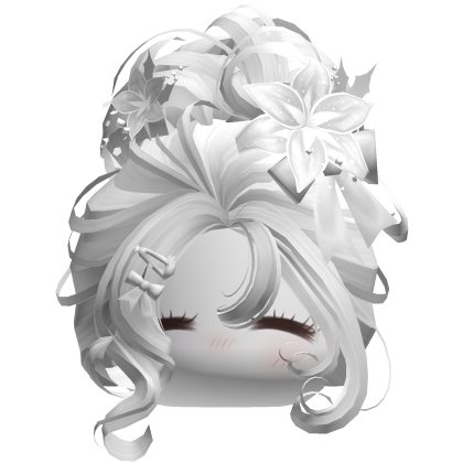 ♡ Christmas Flowery Bun Updo (White)