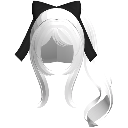 adorable curly princess ponytail w bow white Roblox item