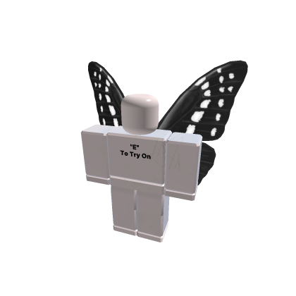 "E" to try on butterfly wing accessory