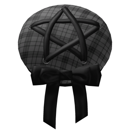 emo gothic pentagram beret in gray plaid