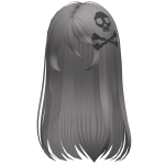 ♡ emo scene long hair w skull dusty grey
