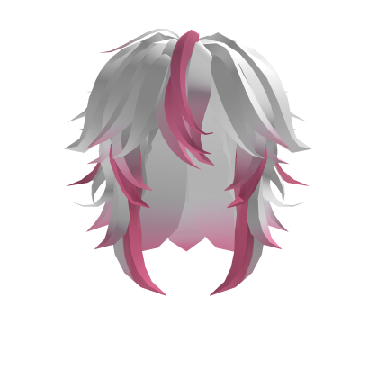 White n Pink Messy Fluffy Long Hair