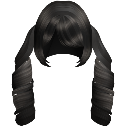 Long Twin Braids with Curtain Bangs (Jet Black) Roblox item