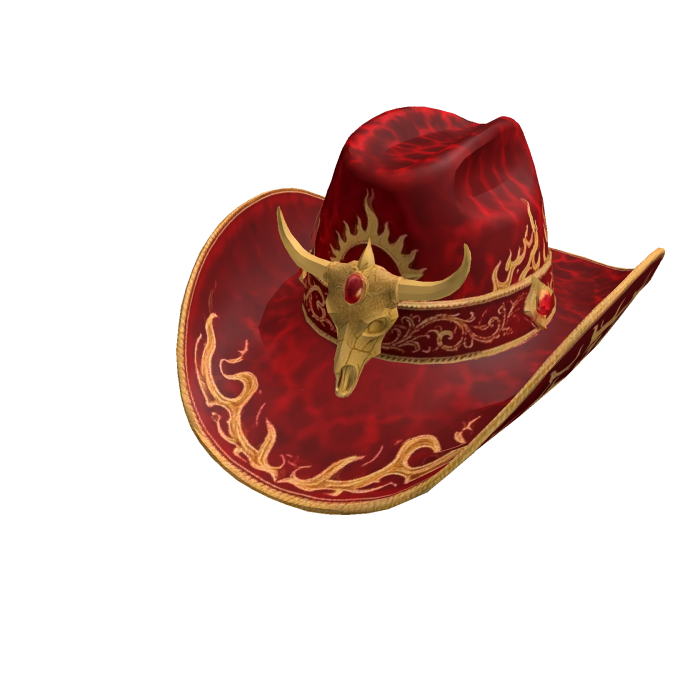 Crimson Gold Bull Skull Cowboy Hat