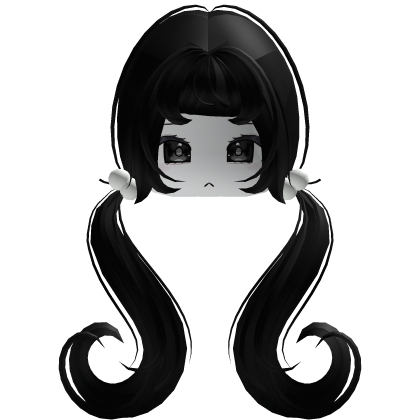 Black Curly Pigtails Hair with Face Girl Roblox item