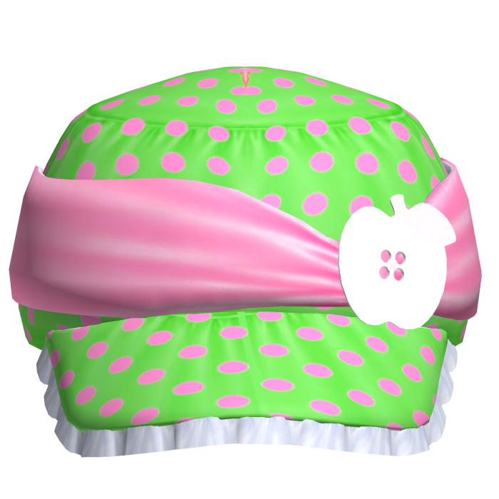 Cute 2000s Green Pink Polka Dot Gyaru Apple Button