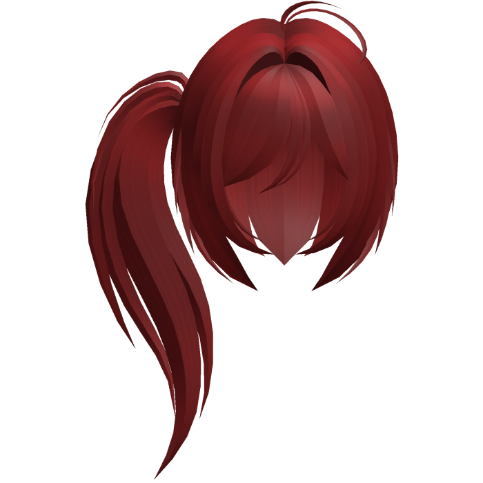 moe emo long fluffy side ponytail red