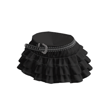 Black Y2K Ruffled Skirt w/ Belt thumbnail
