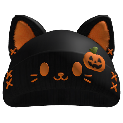 Halloween Black Cat Pumpkin Beanie