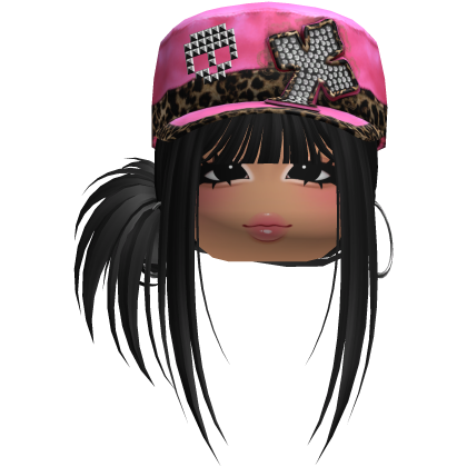 Gyaru Side Bun Hair w/ Cheetah Cap & Earrings