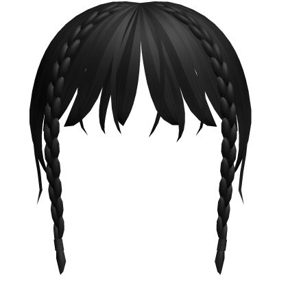 Preppy Bangs w Braids in Black Roblox item