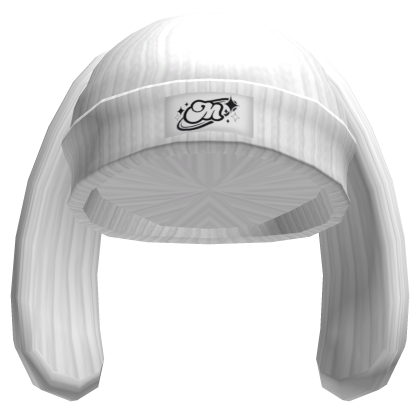 Y2K White Knitted Rabbit Beanie - Roblox