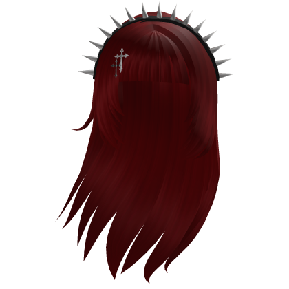 Red Gothic Hair with Studded Headband and Cross Roblox item