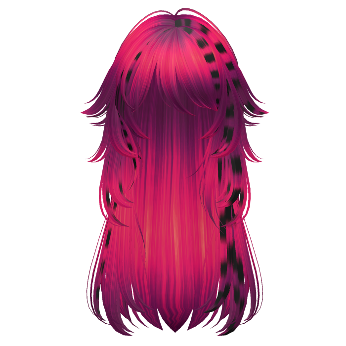 long fluffy anime hair with tufts (raccoon pink)