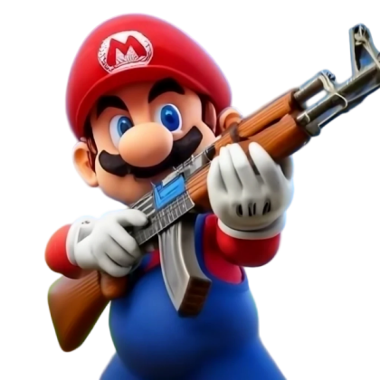 transparent mario with an AK-47 AI image Roblox decal
