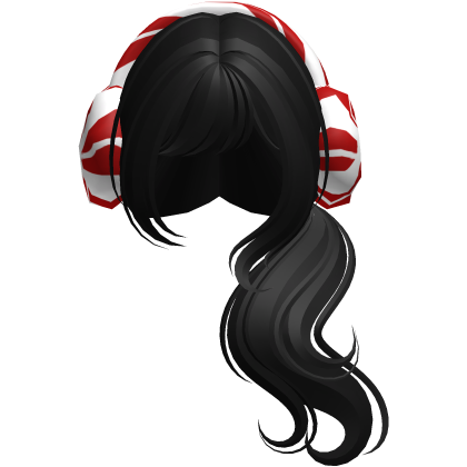 Black Hair Swirly Pigtails w/Earmuffs In Minty thumbnail