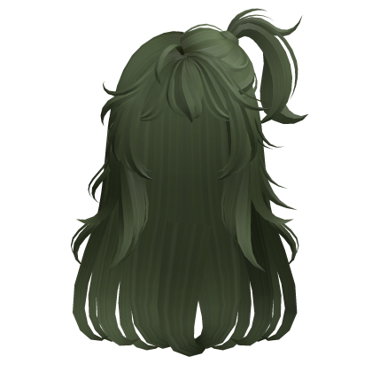 Anime Gyaru Hair w/ Ponytail & Bangs (Dark Green) Roblox item