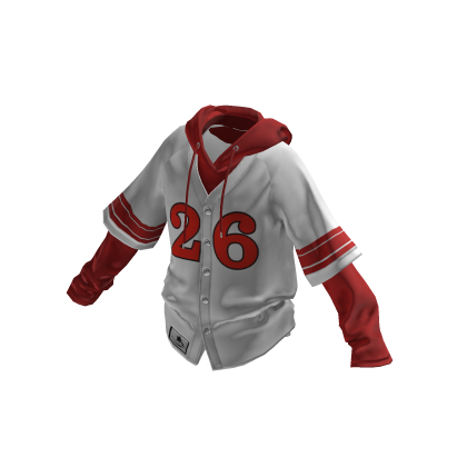 💗Y2K BASEBALL SHIRT WITH HOODIE_WHITE/RED thumbnail