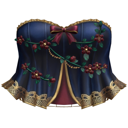 Blue Gold Y2K Flower Corset