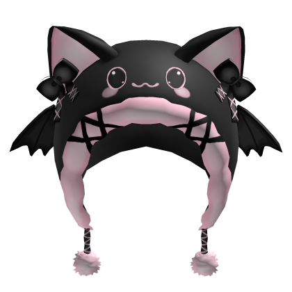 Cute Halloween Bat Cat Hood - Black and Pink
