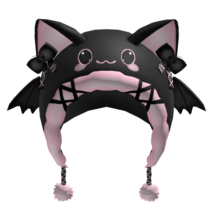 Cute Halloween Bat Cat Hood - Black and Pink