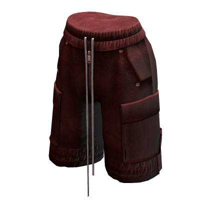 Cargo Denim Jorts Red