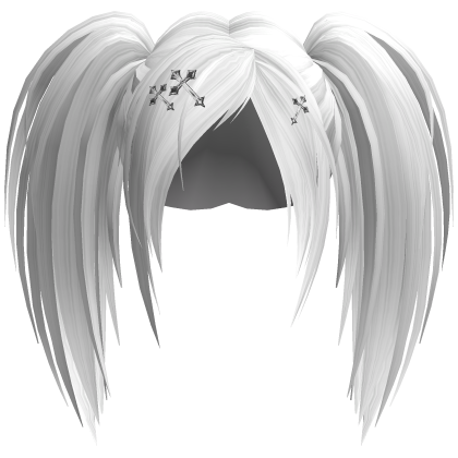 Rock Messy Emo Pigtails w/ Clips (White) Roblox item