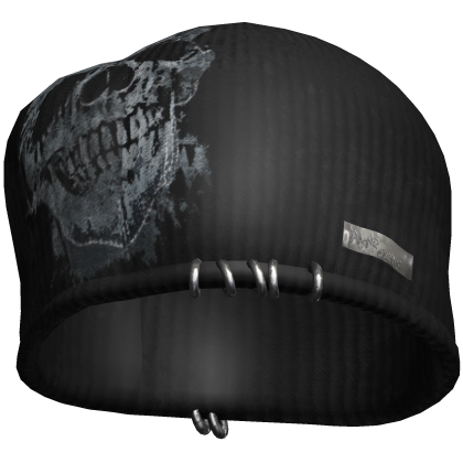 black grunge skull beanie