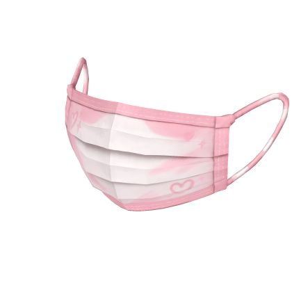 Pastel Pink Heart-Patterned Pleated Mask