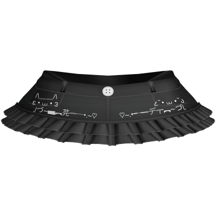 short denim cutie mini skirt kaomojis black