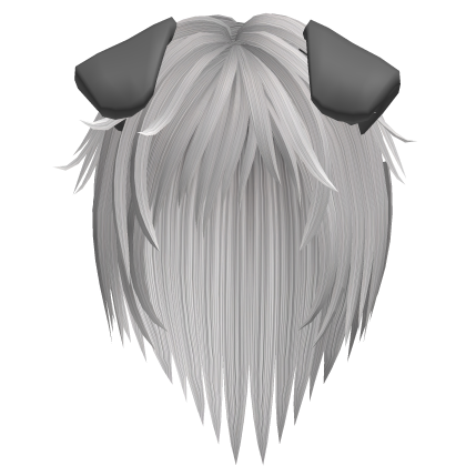 cute moe boy hair w floppy puppy dog ears (white) Roblox item