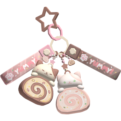 Kawaii Cute Cinnamon Roll Decora Cat Keychain thumbnail