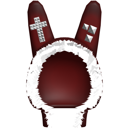 Emo Fur Bunny Hood & Cross Studs in Red/White Roblox item